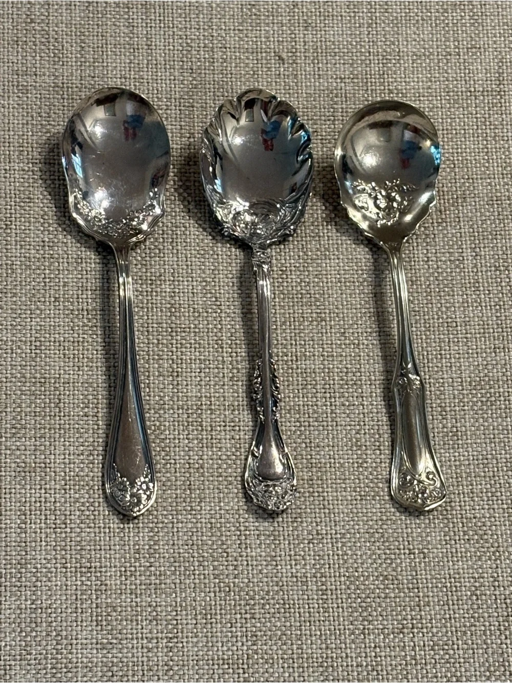 Vintage WM A Rogers Silverplate Nut Candy Serving Spoon Set of 3
